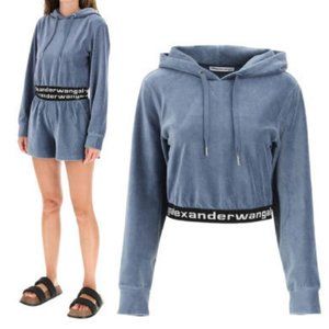 Alexander Wang Logo-tape cropped hoodie
